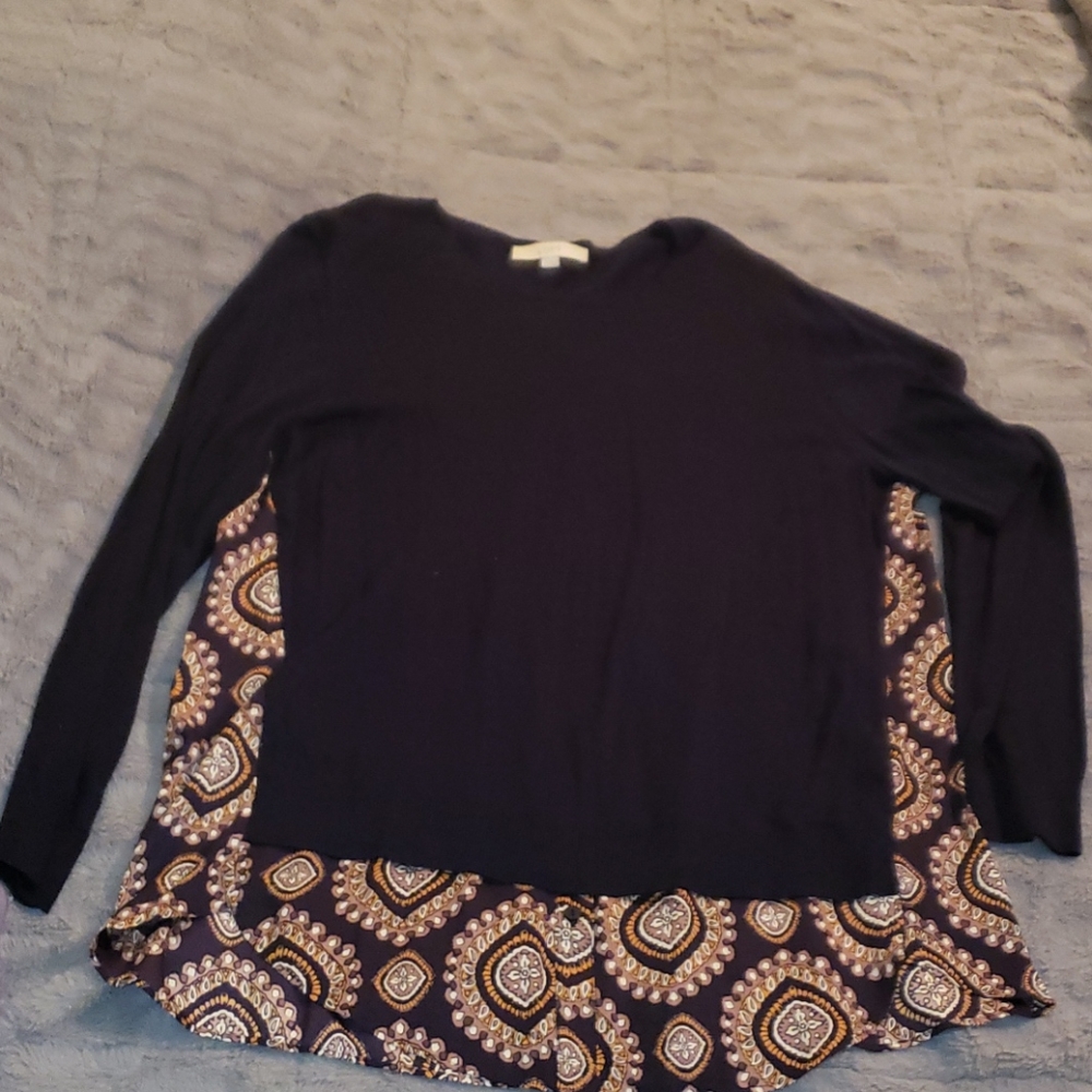 Women's Black and Brown Patterned Top